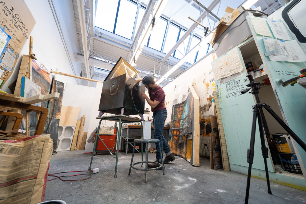 Jesse Kalssen in his art studio.