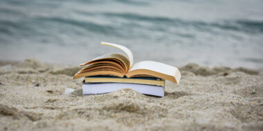 Books on a beach